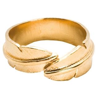FEATHER RING SMALL - GOLDPLATED