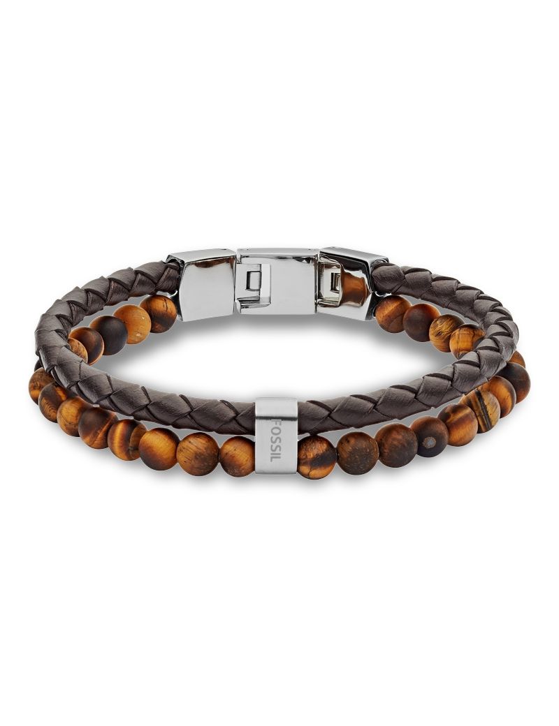 FOSSIL ARMBÅND LÆDER/TIGERØJE