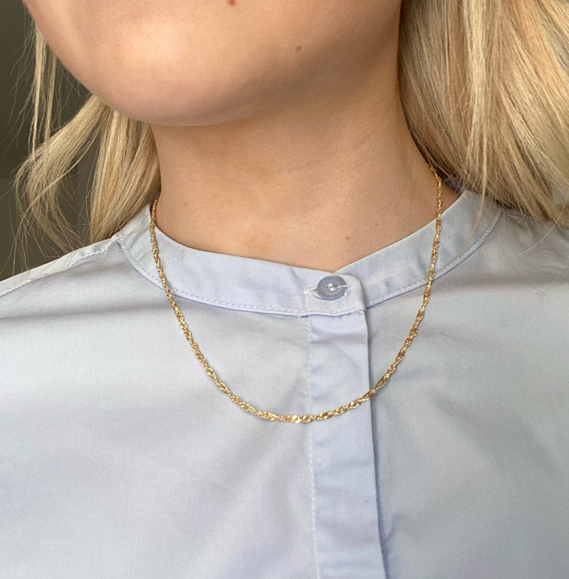 SØLV FG. KÆDE SINGAPORE 42-45CM