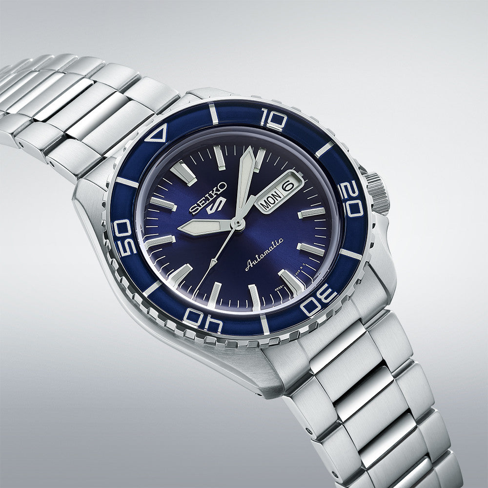 SEIKO 5 SPORTS AUTOMATIK SS CHL MB ZB BLAU 10BAR