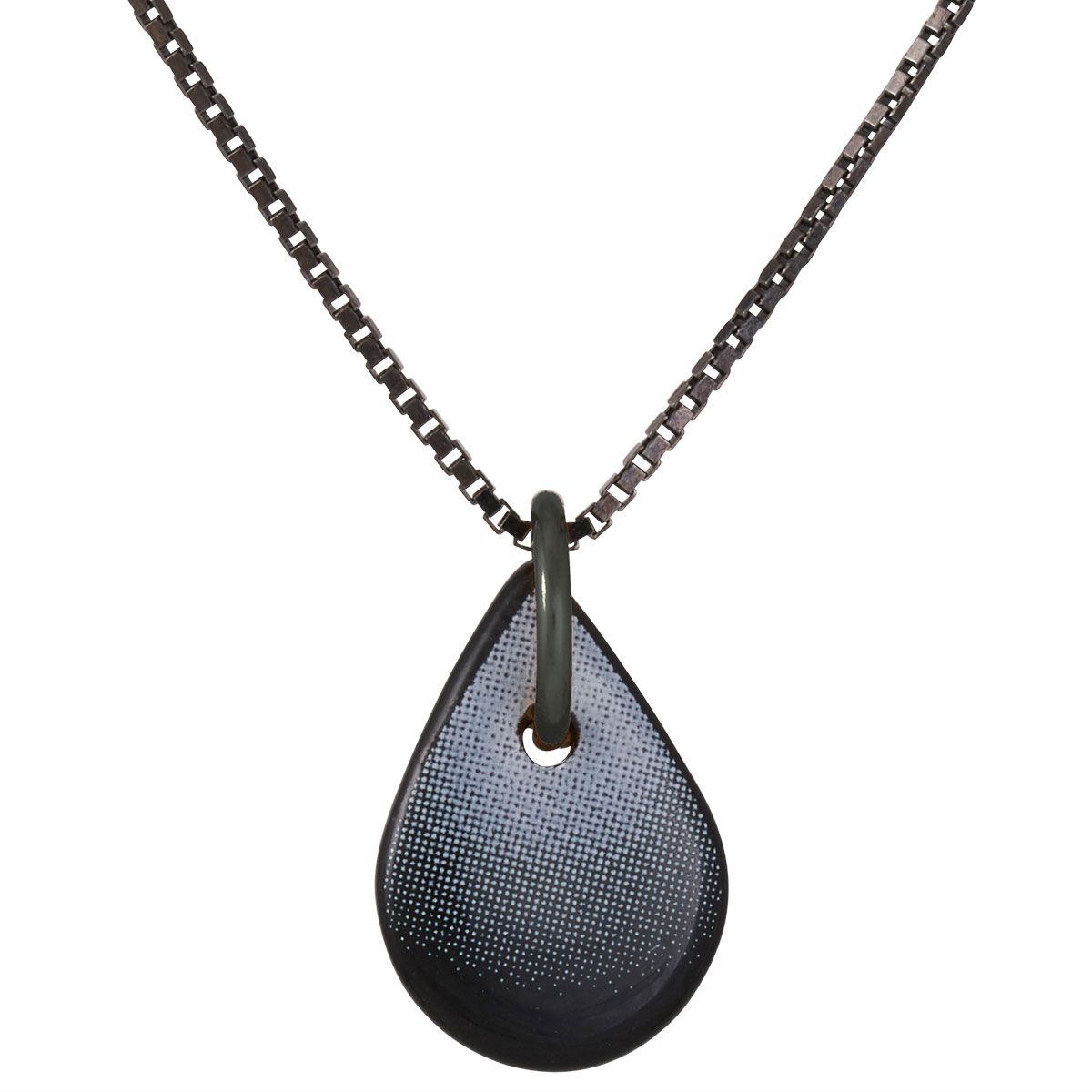 Scherning, Haze Teardrop Halskæde, Sort/Sort Sølv, 45cm Kæde