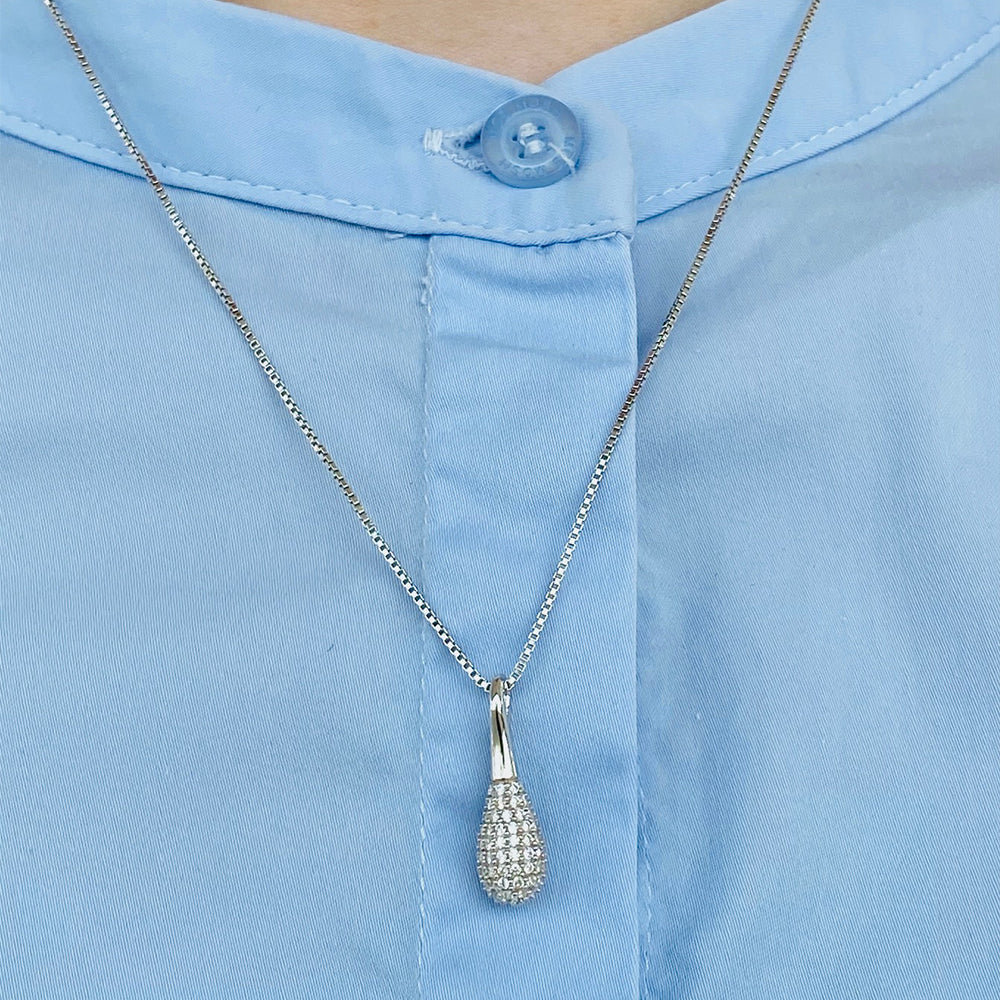 Dråbe Sterling Sølv Halskæde fra Smykkekæden SCM003S