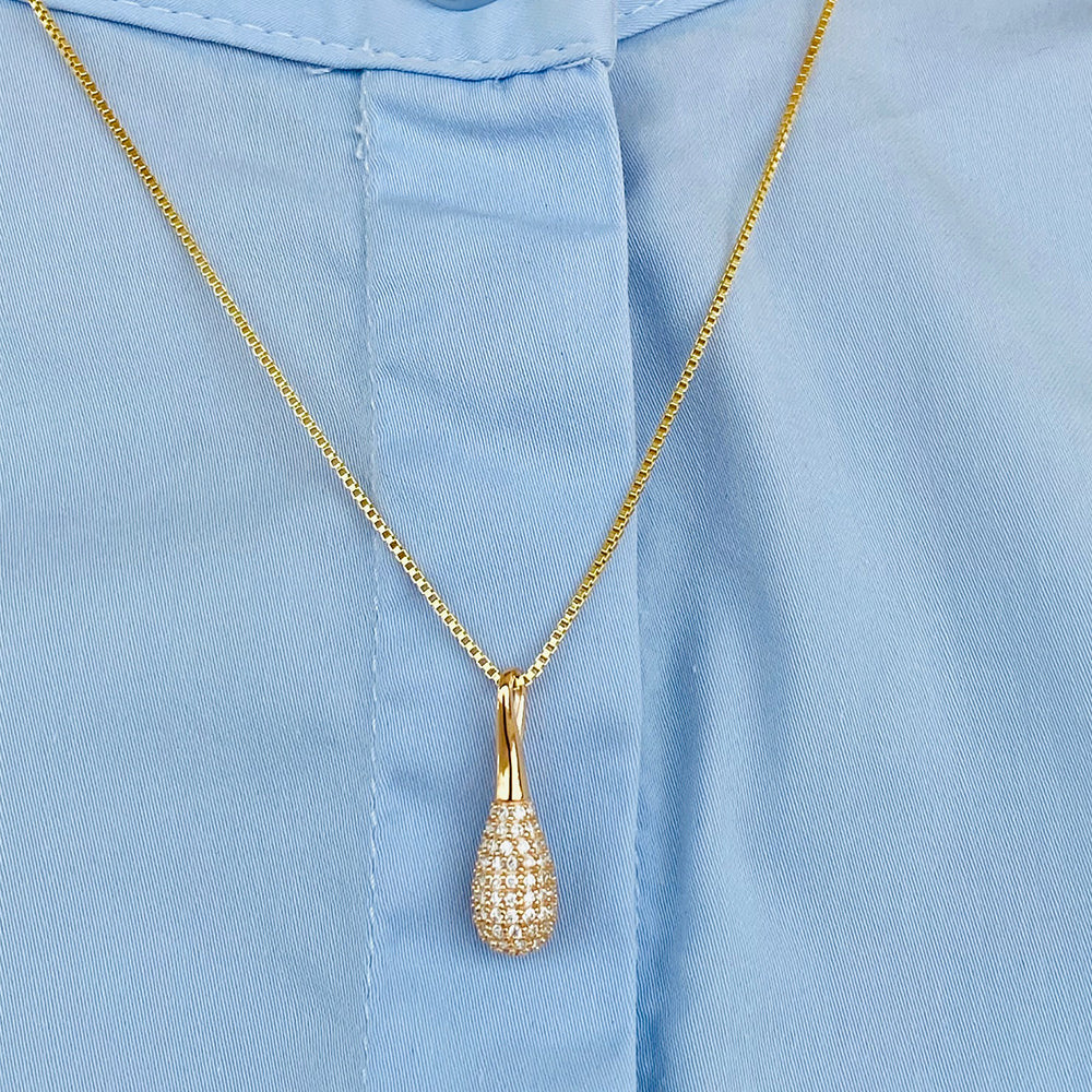 Dråbe Forgyldt Sølv Halskæde fra Smykkekæden SCM003FG