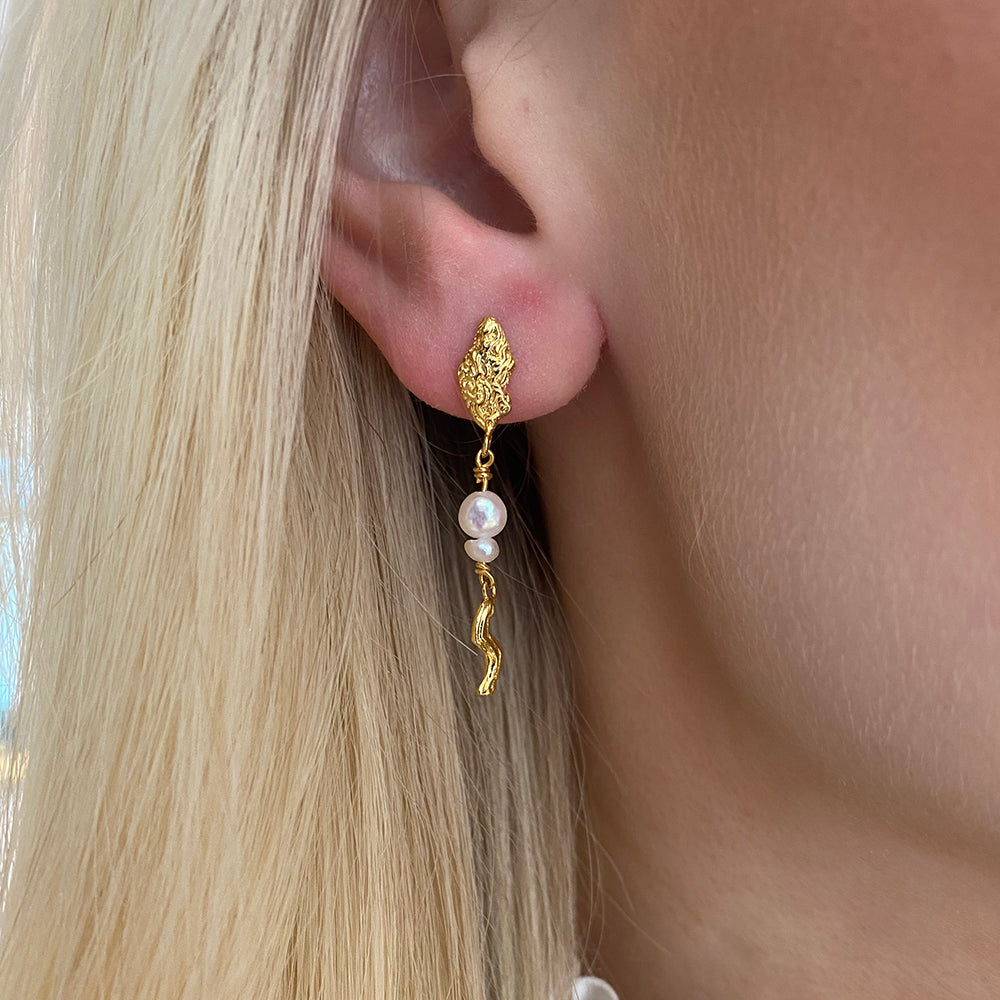 Isabell Forgyldt Sølv Ørehængere fra Smykkekæden med Perler