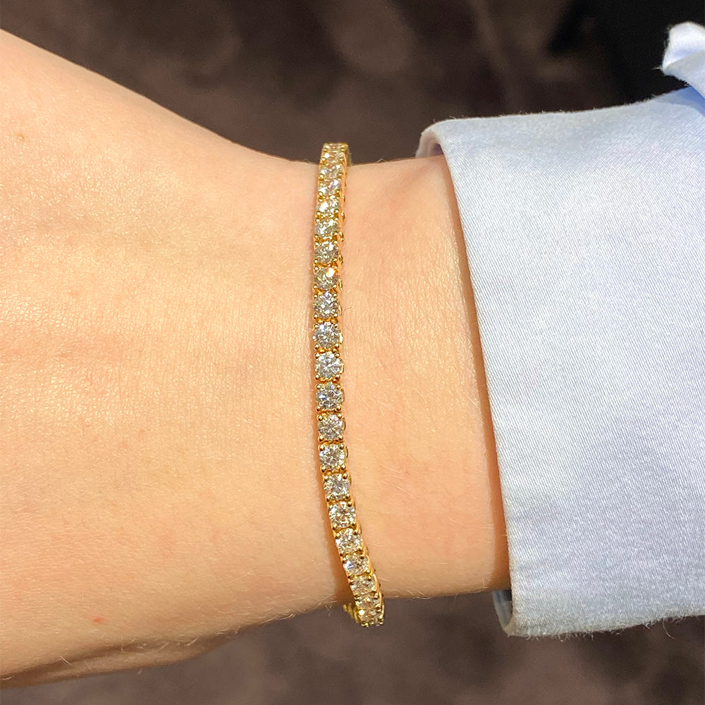 Henrik Ørsnes Design Tennis Armbånd i 14 Karat Guld med Diamanter 5,0 Carat TW/SI