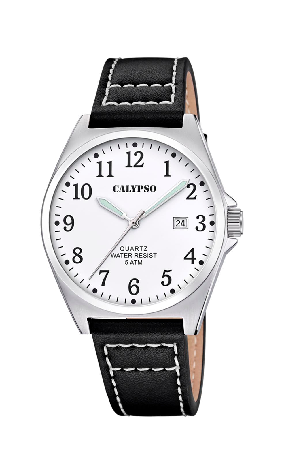 CALYPSO H. BASIC HVID - SORT LÆDER REM
