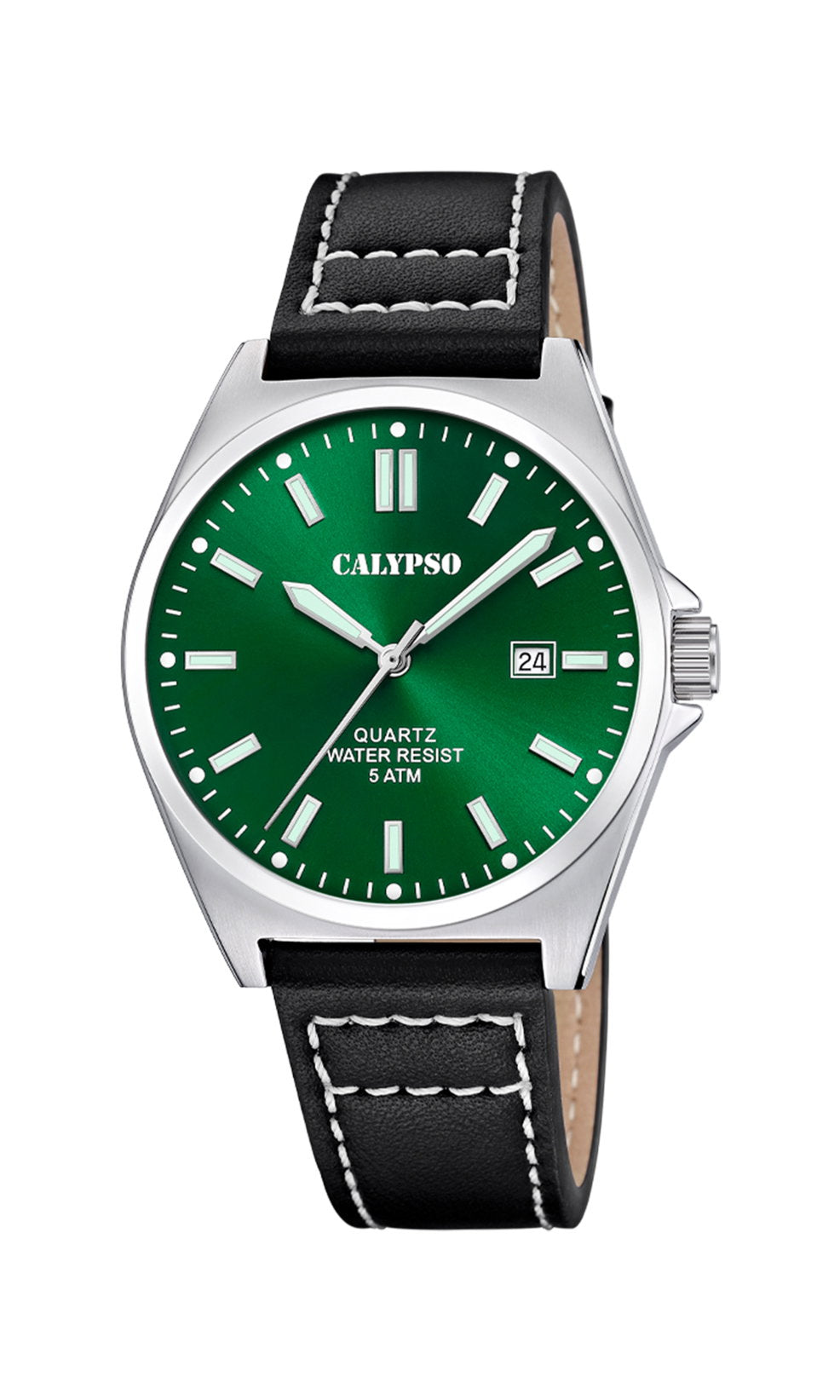 CALYPSO H. BASIC GRØN - SORT LÆDER REM