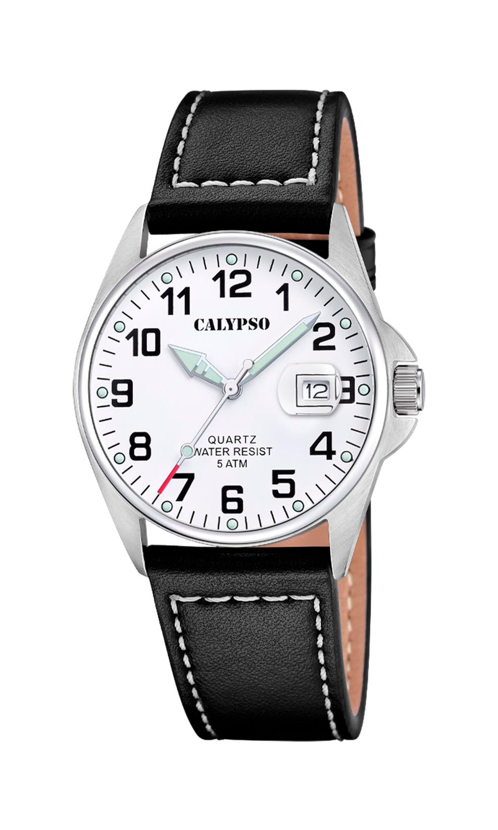 CALYPSO H. BASIC HVID - SORT LÆDER REM
