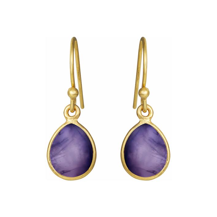Susanne Friis Bjørner Forgyldt Sølv Øreringe med Lilla Ametyst