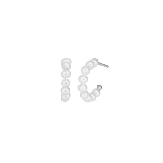 PEARL HOOPS MINI - SILVER 14 MM