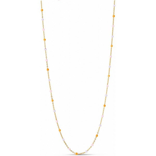 Enamel Long Heavenly Forgyldt Sølv Halskæde med Farvede Emaljeperler