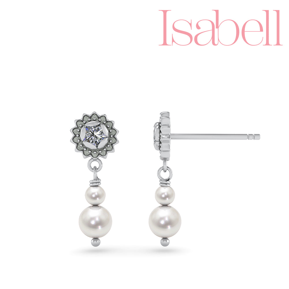 Isabell Sterling Sølv Ørestikker fra Smykkekæden med Perle