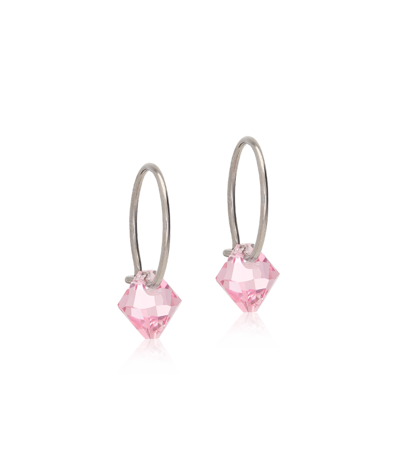 NT EAR RING 12 MM, BICONE 6 MM, LIGHT ROSE