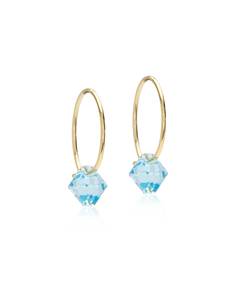 GT EAR RING 14 MM, BICONE 6 MM, AQUAMARINE