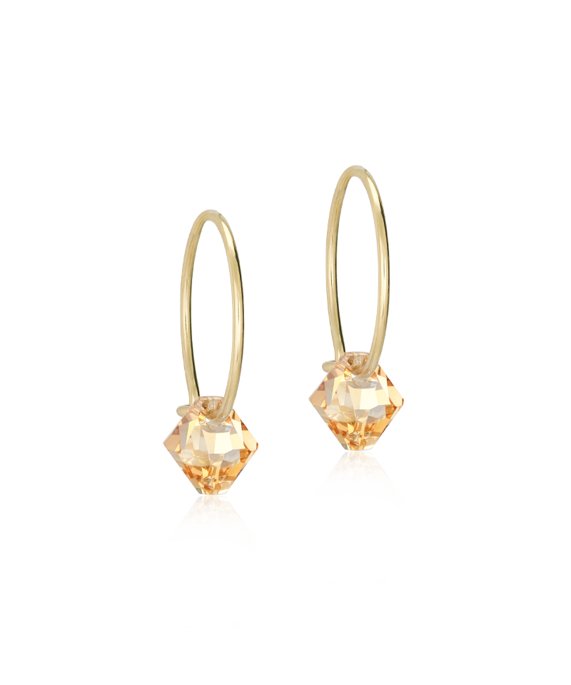 GT EAR RING 14 MM, BICONE 6 MM, GOLDEN SHADOW