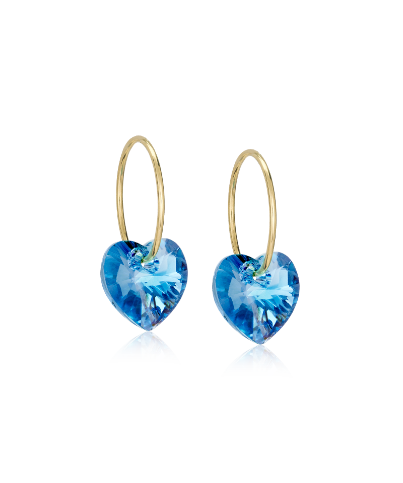 GT EAR RING 14 MM, HEART 10 MM, AQUAMARINE