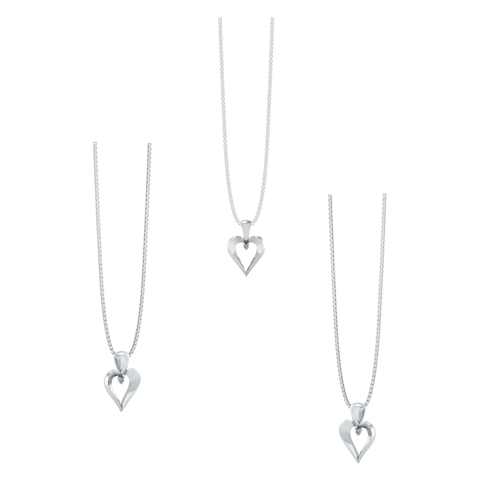 Henrik Ørsnes Design Hjerte 14 Karat Hvidguld Vedhæng med Diamant 0,02 Carat W/SI