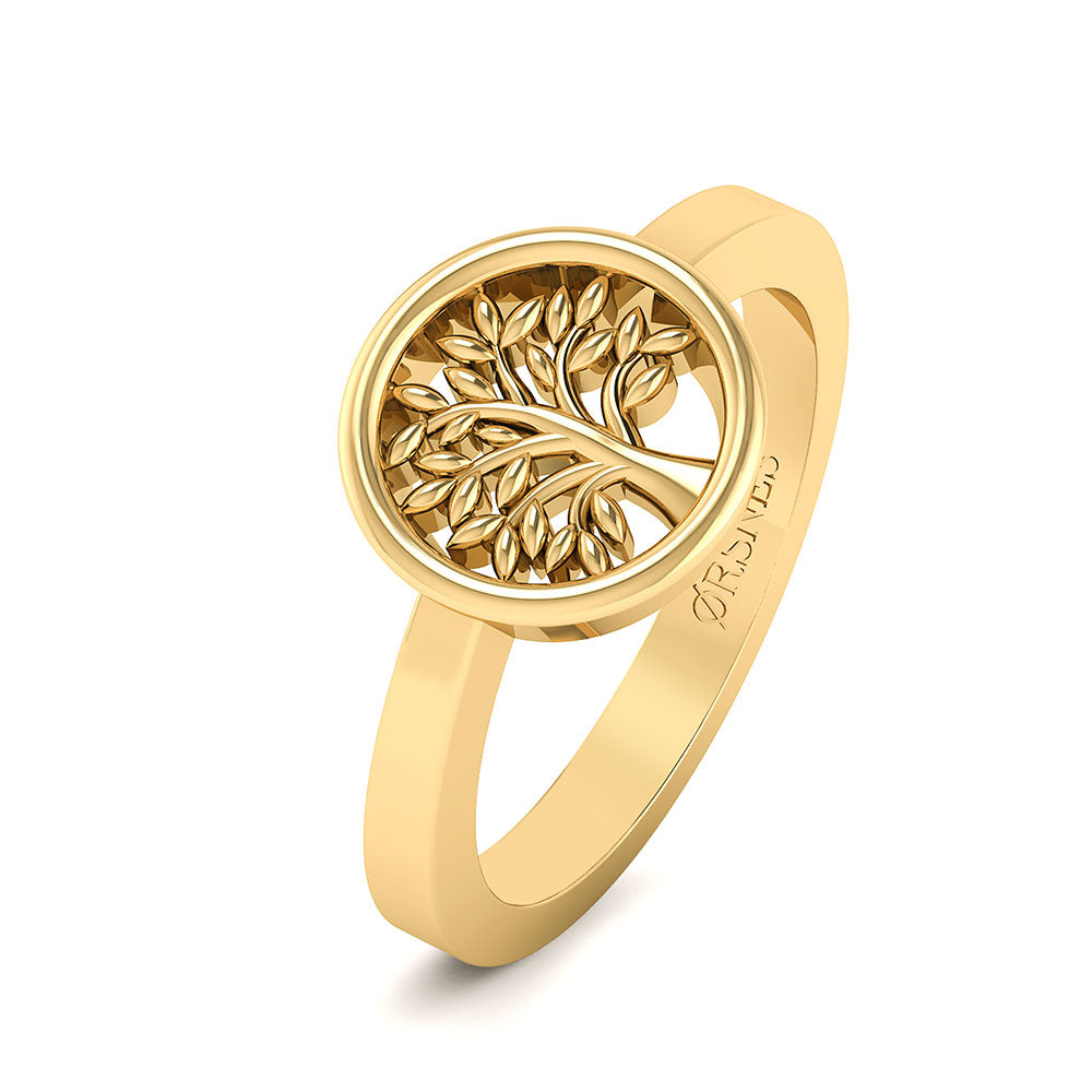 Smykkekæden Livets Træ Forgyldt Sølv Ring ORSN015FG