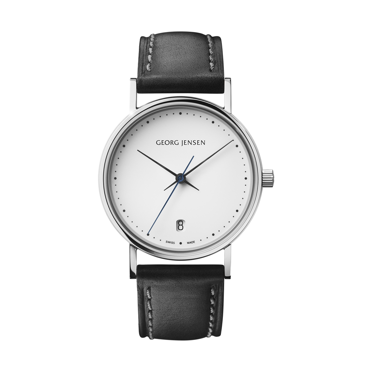 HK321 32MM 3H DATE QUARTZ, WHITE DIAL, BLACK CALF