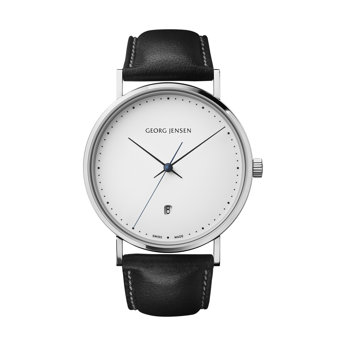 HK303 41MM 3H DATE QUARTZ, WHITE DIAL, BLACK CALF