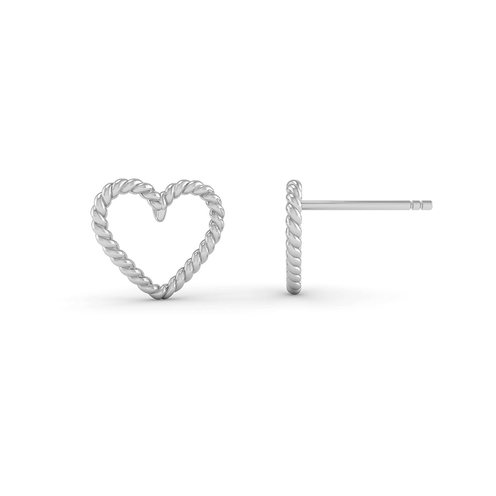 Smykkekæden Hjerte Ørestikker i Forgyldt Sølv