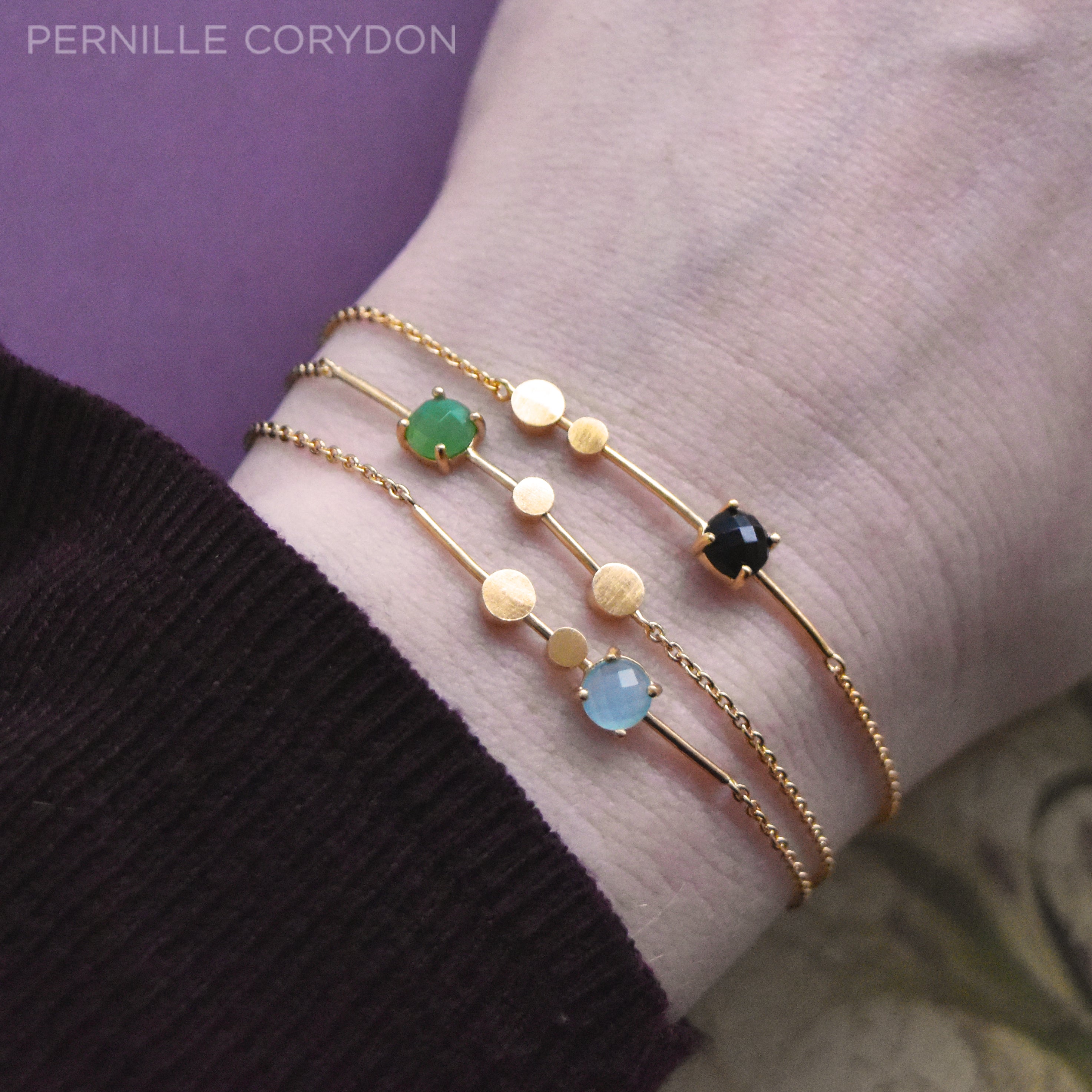 Pernille Corydon, Glacier Armbånd, Blue Milk/Sølv