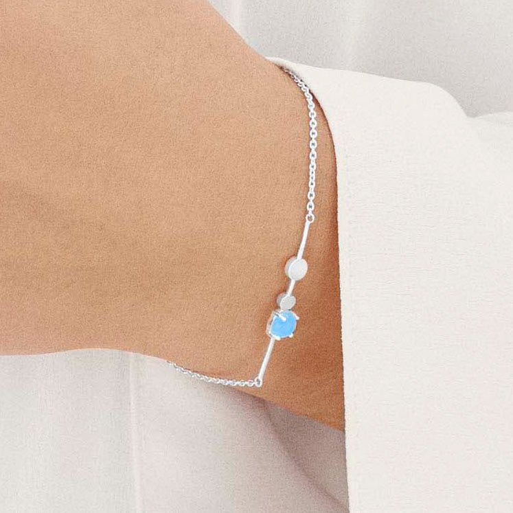 Pernille Corydon, Glacier Armbånd, Blue Milk/Sølv