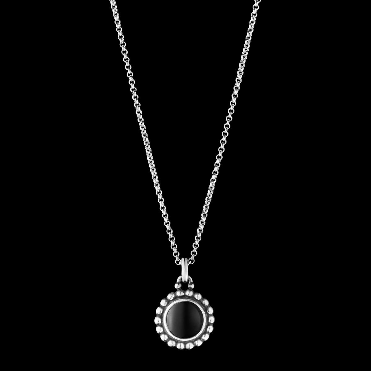 MOONLIGHT PENDANT 9A SILVER BLACK ONYX