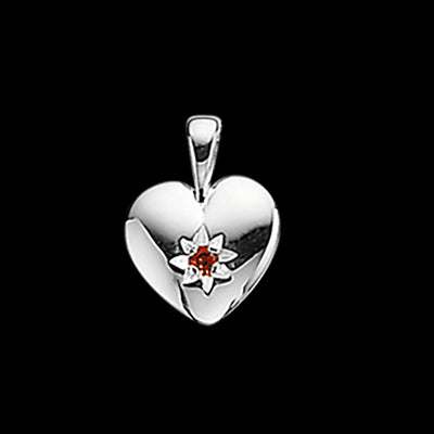 VEDHÆNG HJERTE M/ SY. RUBIN 13 X 10 MM. SØLV