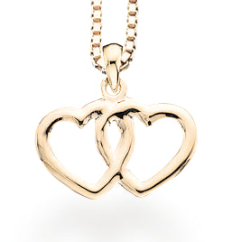 VEDHÆNG DOBBELTHJERTE 8 KT. M. SØLVKÆDE