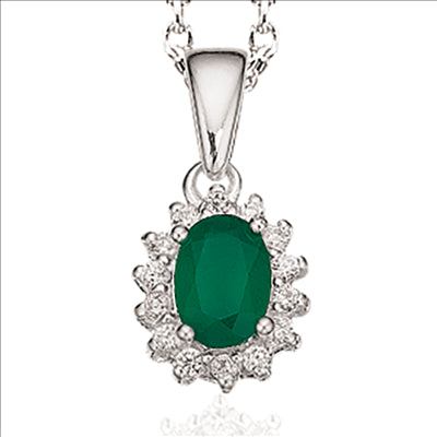 VEDHÆNG ROSET GRØN SYN.ZIR./ZIR. SØLV M/KÆDE
