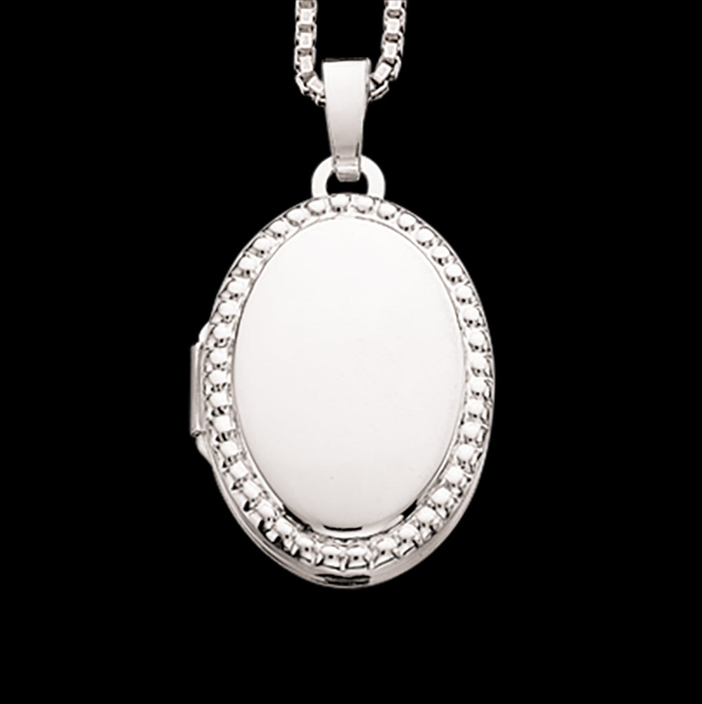 MEDALJON OVAL 14 X 18 MM. SØLV M/KÆDE.