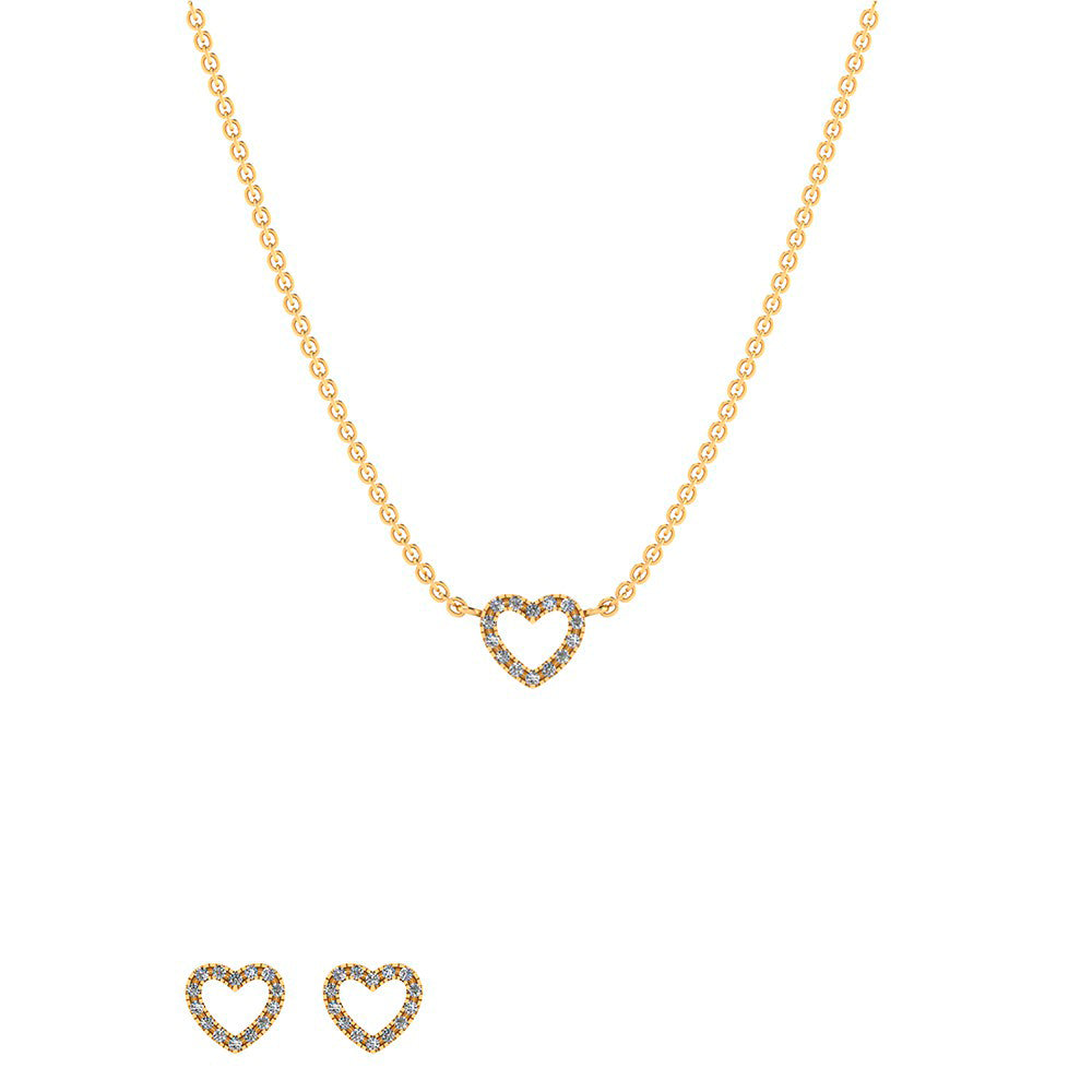 Smykkekæden Hjerte Smykkesæt i Forgyldt Sølv SÆT588