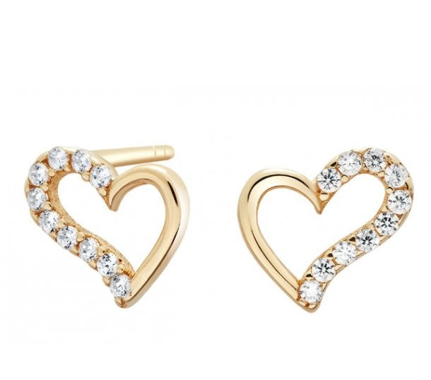 8KT. GULDØRESTIKKER HJERTE M/CZ