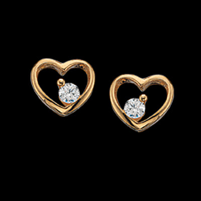 ØREPYNT HJERTE SYN.ZIR. 8 KT.
