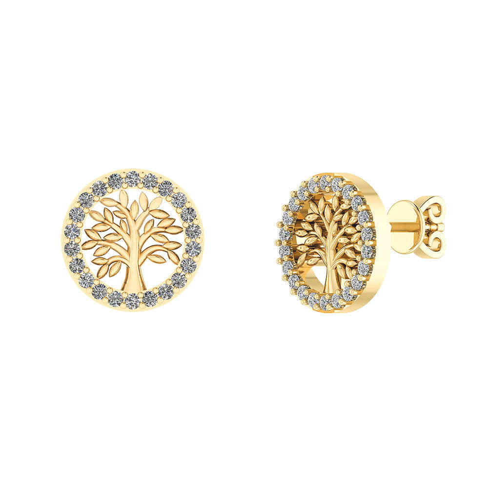 SØLV/FG ØRESTIK LIVETSTRÆ ZIR