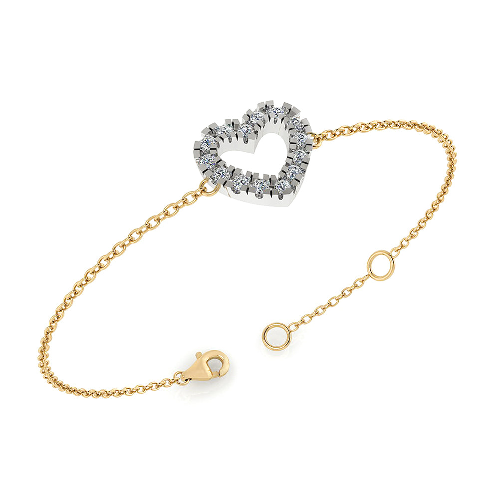 Henrik Ørsnes Design 14 Karat Guld Armbånd med Hvidguldsvedhæng og Brillanter 0,24 Carat W/SI