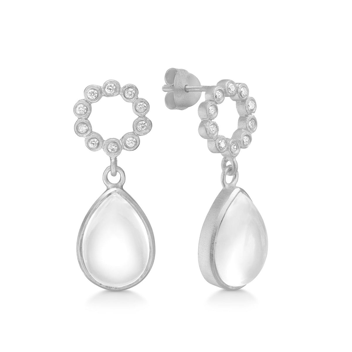 Frk Lisberg Cherie Sterling Sølv Øreringe med Hvid Kvarts