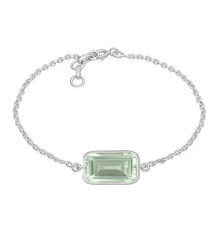 Frk Lisberg Sarah Sterling Sølv Armbånd med Grøn Ametyst