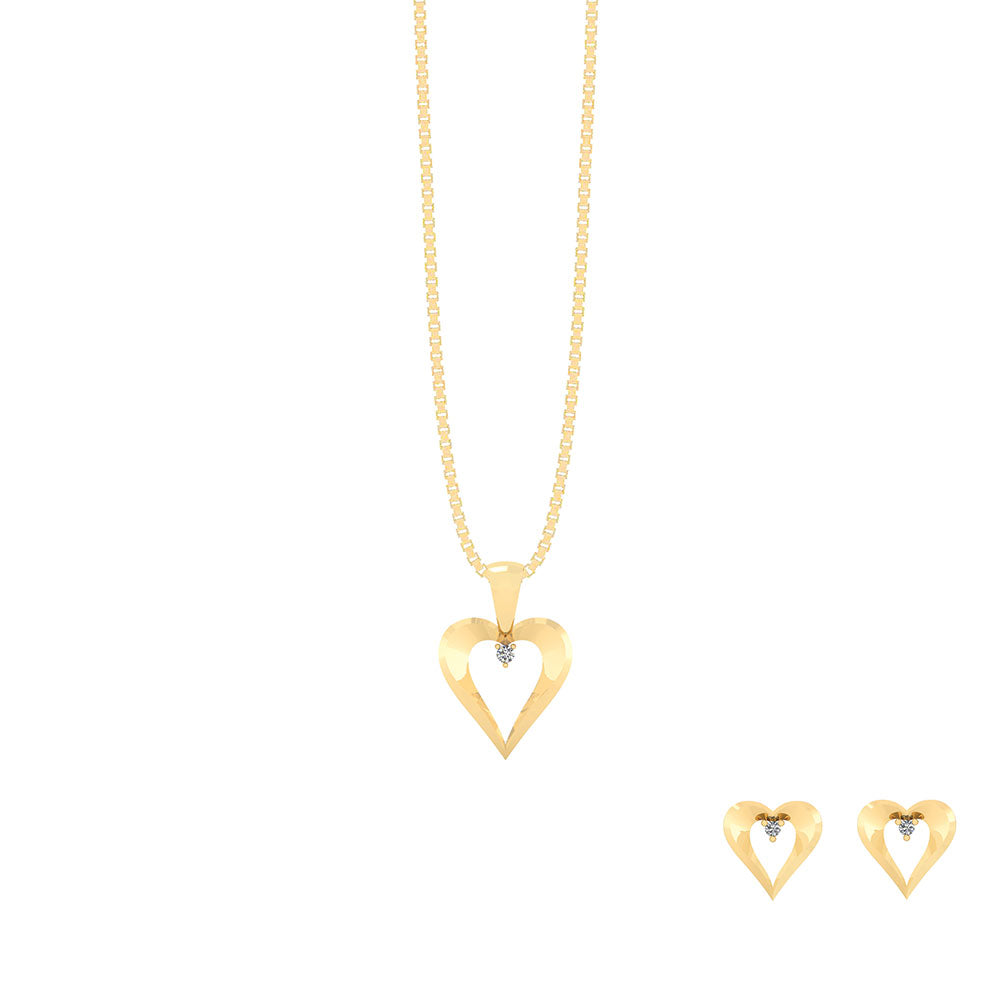 Hjerte Forgyldt Sølv Smykkesæt fra Smykkekæden