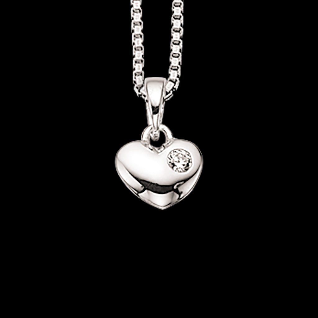 VEDHÆNG HJERTE SYN. CUBIC ZIR. SØLV M/KÆDE