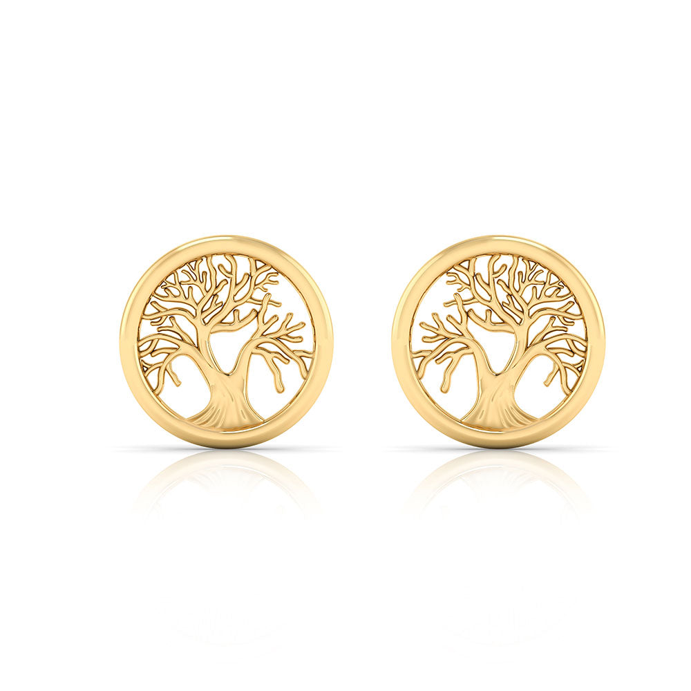 SØLV/FG ØRESTIK LIVETS TRÆ 10MM BLANK