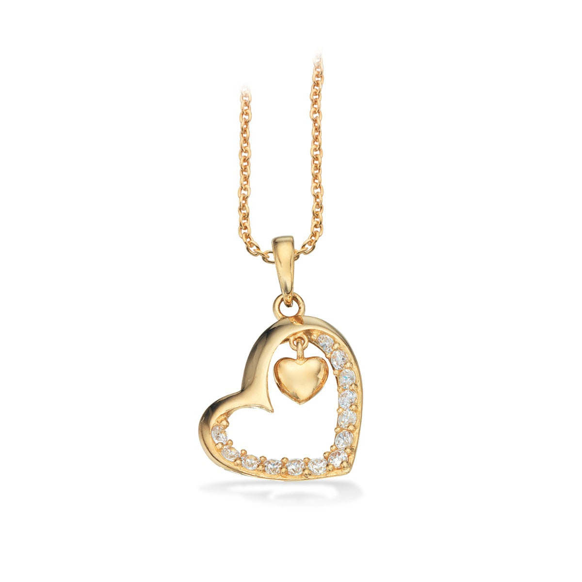 VEDHÆNG HJERTE SYN. CUBIC ZIR. 8 KT. M/SØLVK.