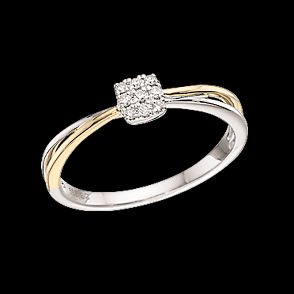 Scrouples Ring i 14 Karat Guld med Hvidguld og Brillanter 0,07 Carat W/SI