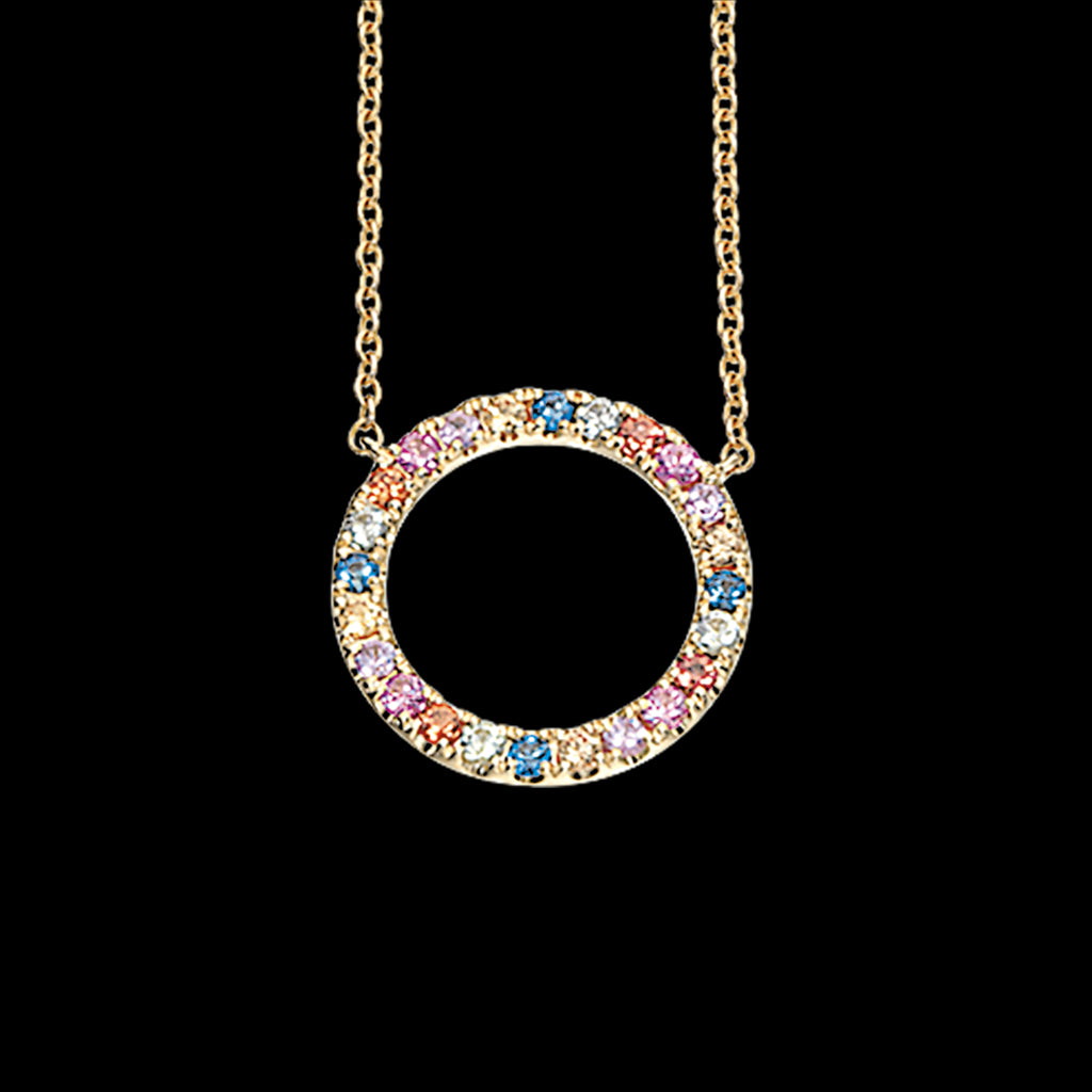 DAZZLING VEDHÆNG RAINBOW SAFIR 0,50 M/KÆDE 14 KT