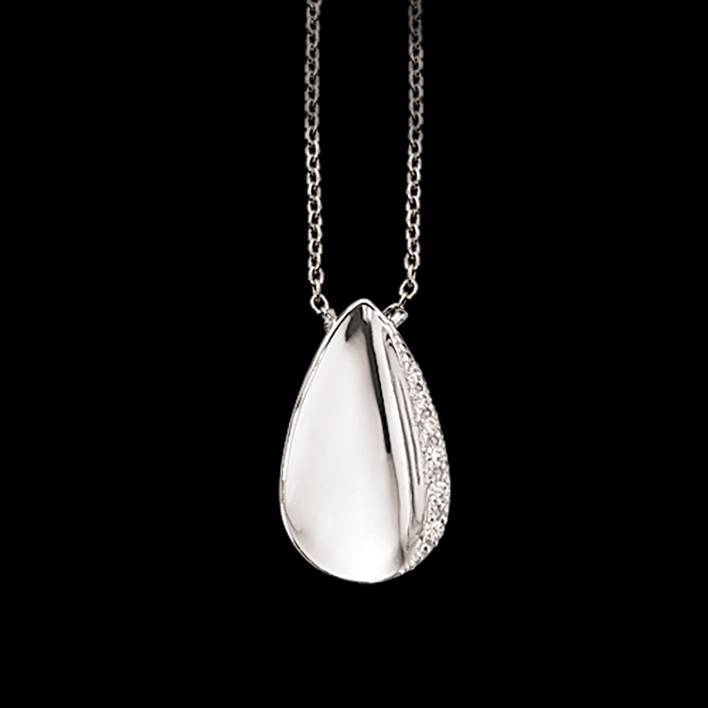 VEDHÆNG SYN. CUBIC ZIR. SØLV RH. M/KÆDE