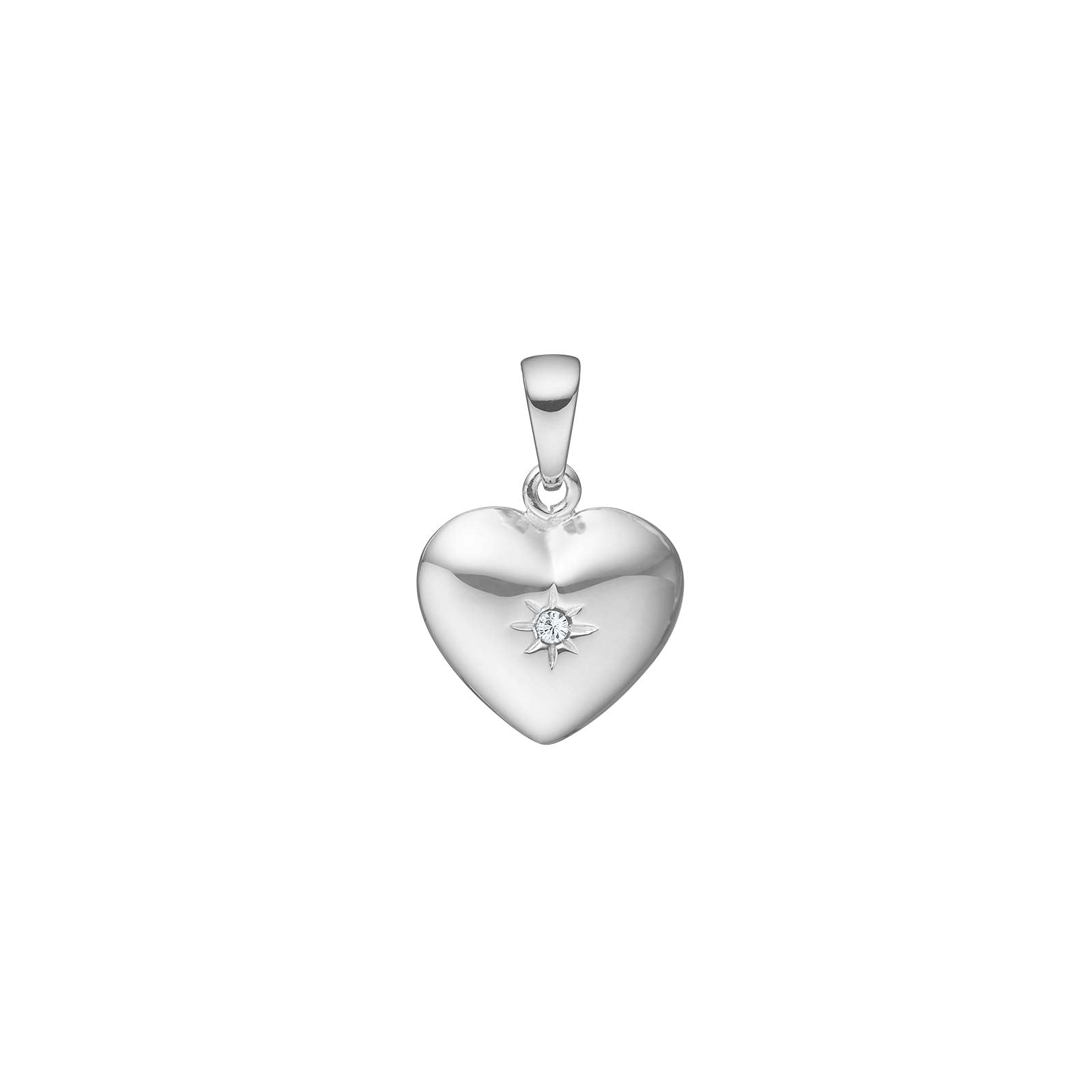 SIERSBØL SØLV RHOD. VEDHÆNG HJERTE MED CZ 17X10MM