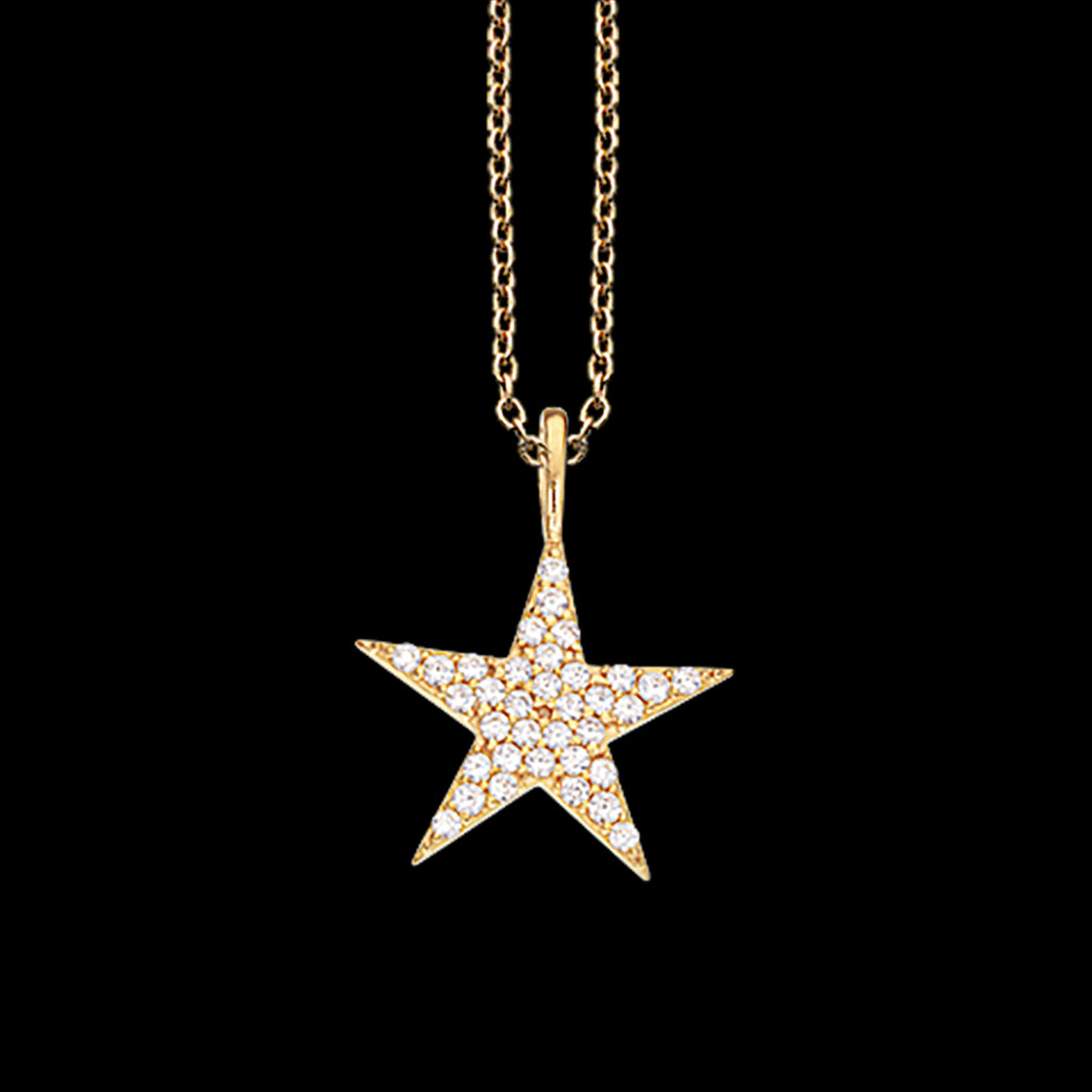 VEDHÆNG STJERNE CUBIC ZIR. SØLV FG. M/KÆDE