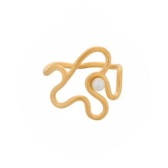 Pernille Corydon Bay Pearl Ring i Forgyldt Sølv R-115-GP