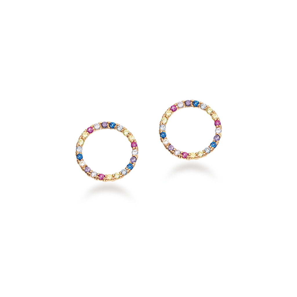 ØREPYNT CIRKEL RAINBOW CUBIC ZIR. 8 KT.